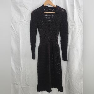 Genuine Vintage Black Crochet Long Sleeve Dress XS/S